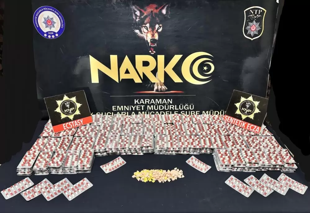Karaman’da Narkotik Operasyonu: 6 Bin 74 Adet Uyuşturucu Hap Ele Geçirildi